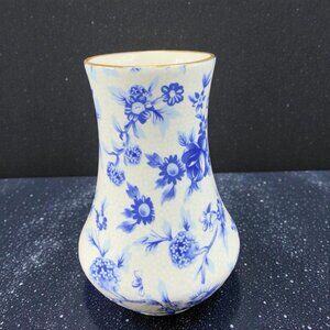 Royal Winton Blue Cottage 1995 Fine Porcelain Bud Vase Vessel Made In England